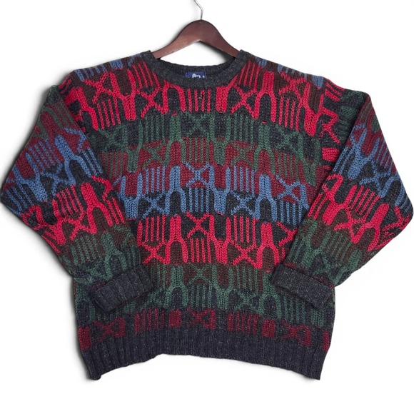 Woolrich Other - Vintage Woolrich 100% Wool Sweater Geometric Coogi Style Knit 80s Large